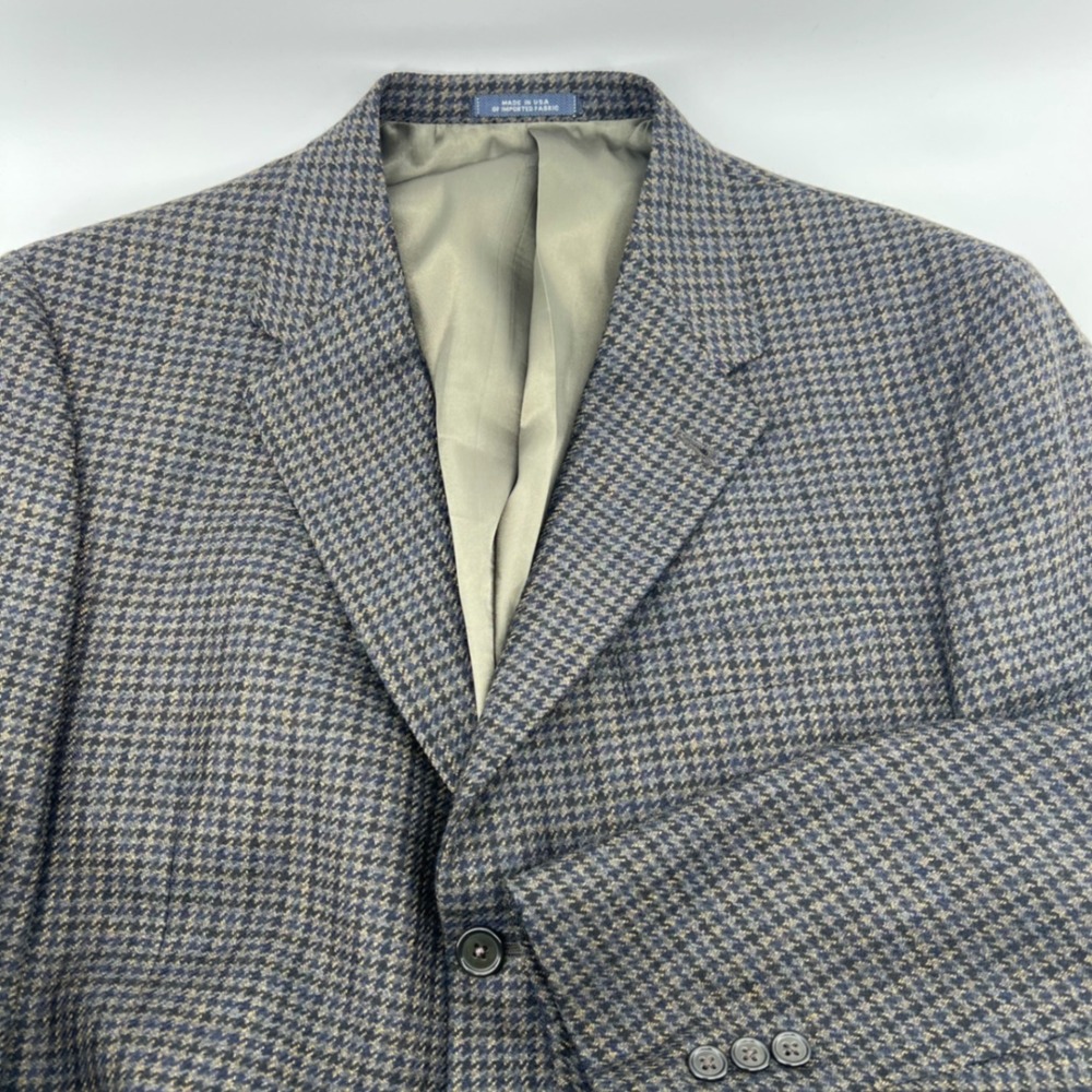 Austin Reed London Wool Blazer 42R Houndstooth Tweed Made USA Academia Professor